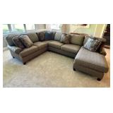 Hickory Manor Sectional Sofa with Chaise and Decorative Pillows