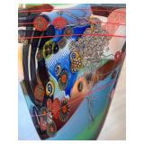 Contemporary Art Glass Vase with Abstract Multicolor Design