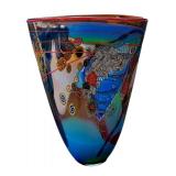 Contemporary Art Glass Vase with Abstract Multicolor Design