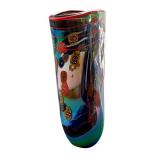 Contemporary Art Glass Vase with Abstract Multicolor Design