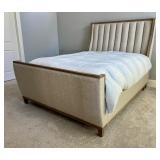 Upholstered Queen Bed Frame with Tall Channel Tufted Headboard