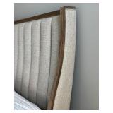 Upholstered Queen Bed Frame with Tall Channel Tufted Headboard