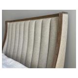 Upholstered Queen Bed Frame with Tall Channel Tufted Headboard