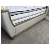 Upholstered Queen Bed Frame with Tall Channel Tufted Headboard