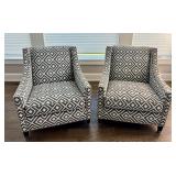 Pair of Bernhardt Interiors Palisades Arm Chairs with Geometric Upholstery