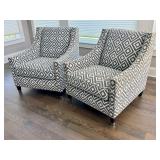 Pair of Bernhardt Interiors Palisades Arm Chairs with Geometric Upholstery