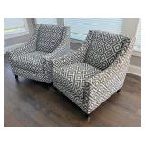 Pair of Bernhardt Interiors Palisades Arm Chairs with Geometric Upholstery