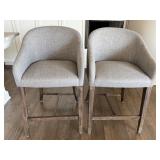 Set of 4 Modern Upholstered Counter Stools with Wooden Legs