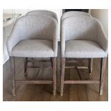 Set of 4 Modern Upholstered Counter Stools with Wooden Legs
