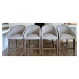 Set of 4 Modern Upholstered Counter Stools with Wooden Legs