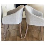 Set of 4 Modern Upholstered Counter Stools with Wooden Legs