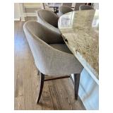 Set of 4 Modern Upholstered Counter Stools with Wooden Legs