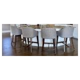 Set of 4 Modern Upholstered Counter Stools with Wooden Legs
