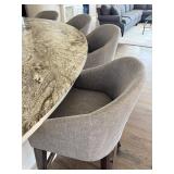 Set of 4 Modern Upholstered Counter Stools with Wooden Legs