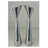 Pair of Nambe Studio 8 Inch Aluminum Candle Holders