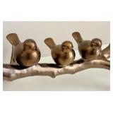 Metal Bird Sculpture on Branch with 7 Birds, 41 Inches Long