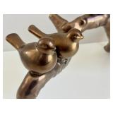 Metal Bird Sculpture on Branch with 7 Birds, 41 Inches Long