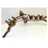 Metal Bird Sculpture on Branch with 7 Birds, 41 Inches Long