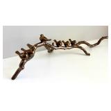 Metal Bird Sculpture on Branch with 7 Birds, 41 Inches Long