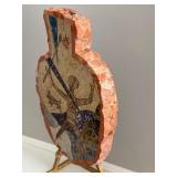 Southwest Style Mosaic Stone Vase Art on Metal Stand