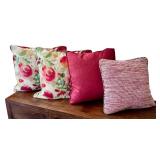 Set of 4 Decorative Throw Pillows in Luxurious Fabrics
