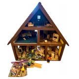 Large Wooden Dollhouse with Accessories and Dolls - Plan Toys and Ryan