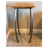 Modern Metal Plant Stand with Curly Maple Top