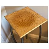 Modern Metal Plant Stand with Curly Maple Top