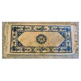 Oriental Style Area Rug with Blue Floral Pattern 56 x 27 Inches