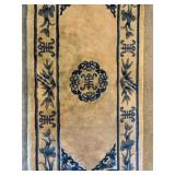 Oriental Style Area Rug with Blue Floral Pattern 56 x 27 Inches