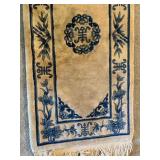 Oriental Style Area Rug with Blue Floral Pattern 56 x 27 Inches