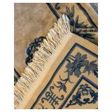 Oriental Style Area Rug with Blue Floral Pattern 56 x 27 Inches