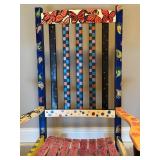 Hand-Painted Wooden Rocking Chair with Colorful Art Motif