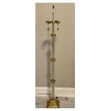 56 Inch Brass and Lucite Floor Lamp with Double Socket