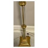 56 Inch Brass and Lucite Floor Lamp with Double Socket