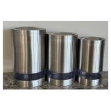 Set of 3 Stainless Steel Kitchen Canisters 10in 9in 8in