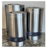 Set of 3 Stainless Steel Kitchen Canisters 10in 9in 8in