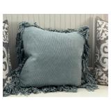 Set of 5 Decorative Throw Pillows in Blue, Gray, and Silver Designs, 22 Inch