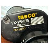 Tasco 7X-15X35 Zoom Binoculars with Vintage Leather Case