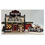 Department 56 Harley-Davidson Ceramic Lighted Dealership Village Set with Motorcycles