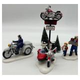 Department 56 Set of 4 Harley-Davidson Motorcycle Holiday Ceramic Figurines