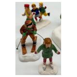 Department 56 Snow Village Warming House with Skaters and Skiers Handpainted Ceramic Set