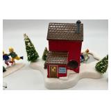 Department 56 Snow Village Warming House with Skaters and Skiers Handpainted Ceramic Set