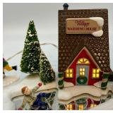 Department 56 Snow Village Warming House with Skaters and Skiers Handpainted Ceramic Set