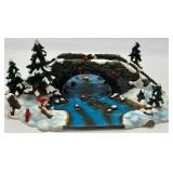 Department 56 Winter Village River and Bridge Resin Miniature Set with Snowy Trees