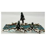 Department 56 Winter Village River and Bridge Resin Miniature Set with Snowy Trees