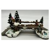 Department 56 Winter Village River and Bridge Resin Miniature Set with Snowy Trees