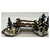 Department 56 Winter Village River and Bridge Resin Miniature Set with Snowy Trees
