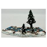 Department 56 Winter Village River and Bridge Resin Miniature Set with Snowy Trees