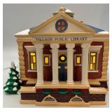 Department 56 Village Public Library Ceramic Lighted Building with Bookmobile and Figures